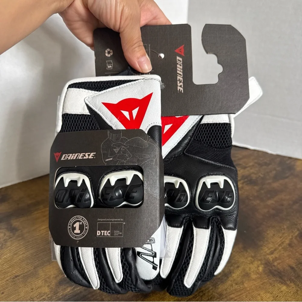 Dainese Leather Motorcycle Gloves Black/White MIG C2 Unisex Gloves Size S NEW - Picture 3 of 6